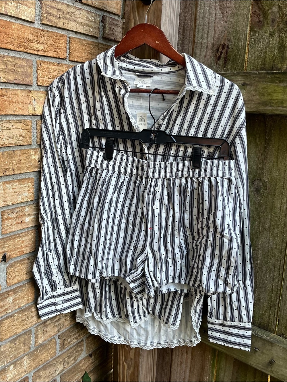 aerie Black & White Striped Pajama Set